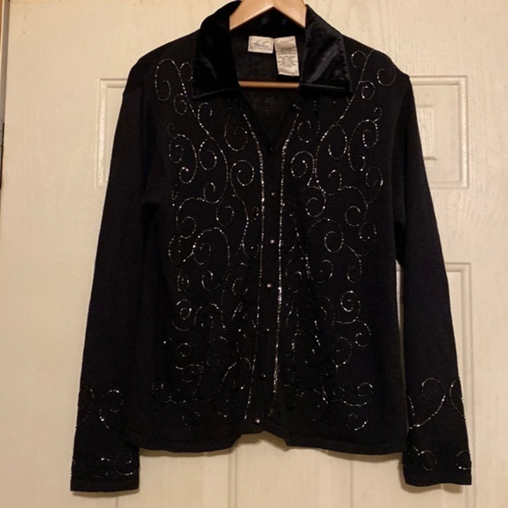 Kathie Lee‎ collection beaded cardigan sweater